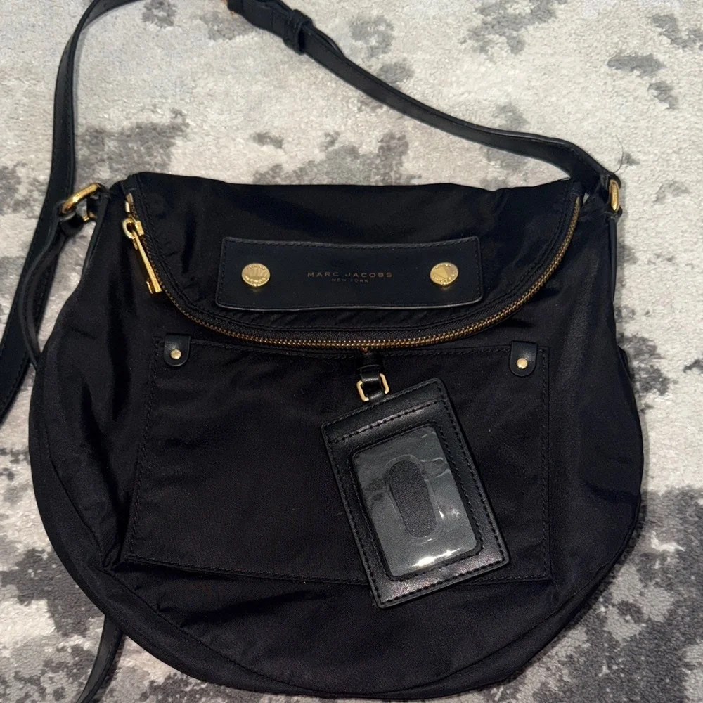 Marc Jacobs Black and Gold Crossbody Nylon Bag